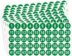Number Stickers, Consecutive Number Stickers 1-50, 10 Sheets round Numbers Label