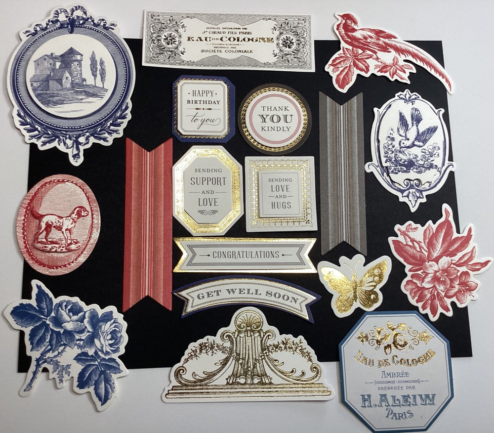 Anna Griffin Toile Stickers and Sentiments RARE