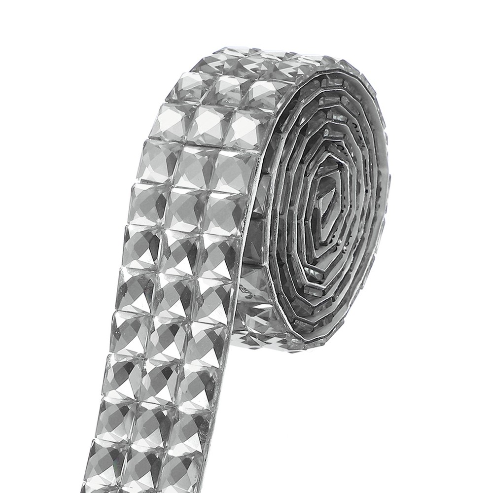1.18 Inch x 1 Yard Crystal Rhinestone Sticker Ribbon White