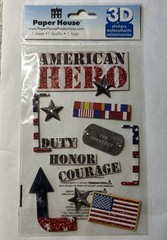 Paper House 3D American Hero Scrapbooking Stickers Glitter Marines Military