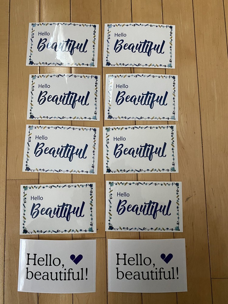 Lot of 11 Hello Beautiful Stickers Words of Affirmation 5″x3″ NEW