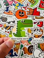 50 Cute Toddler Kid Stickers/Reward Motivational For Kids/Animal & Food Stickers