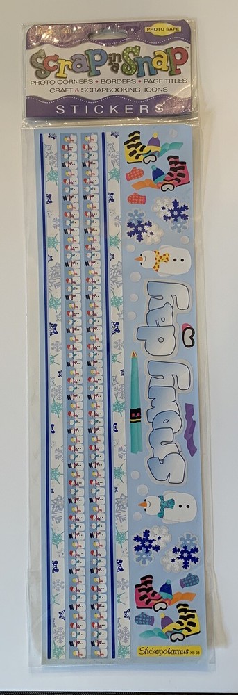New Stickopotamus SNOWY DAY Sticker Pack 13” SNOWMAN BORDERS PAGE TITLES