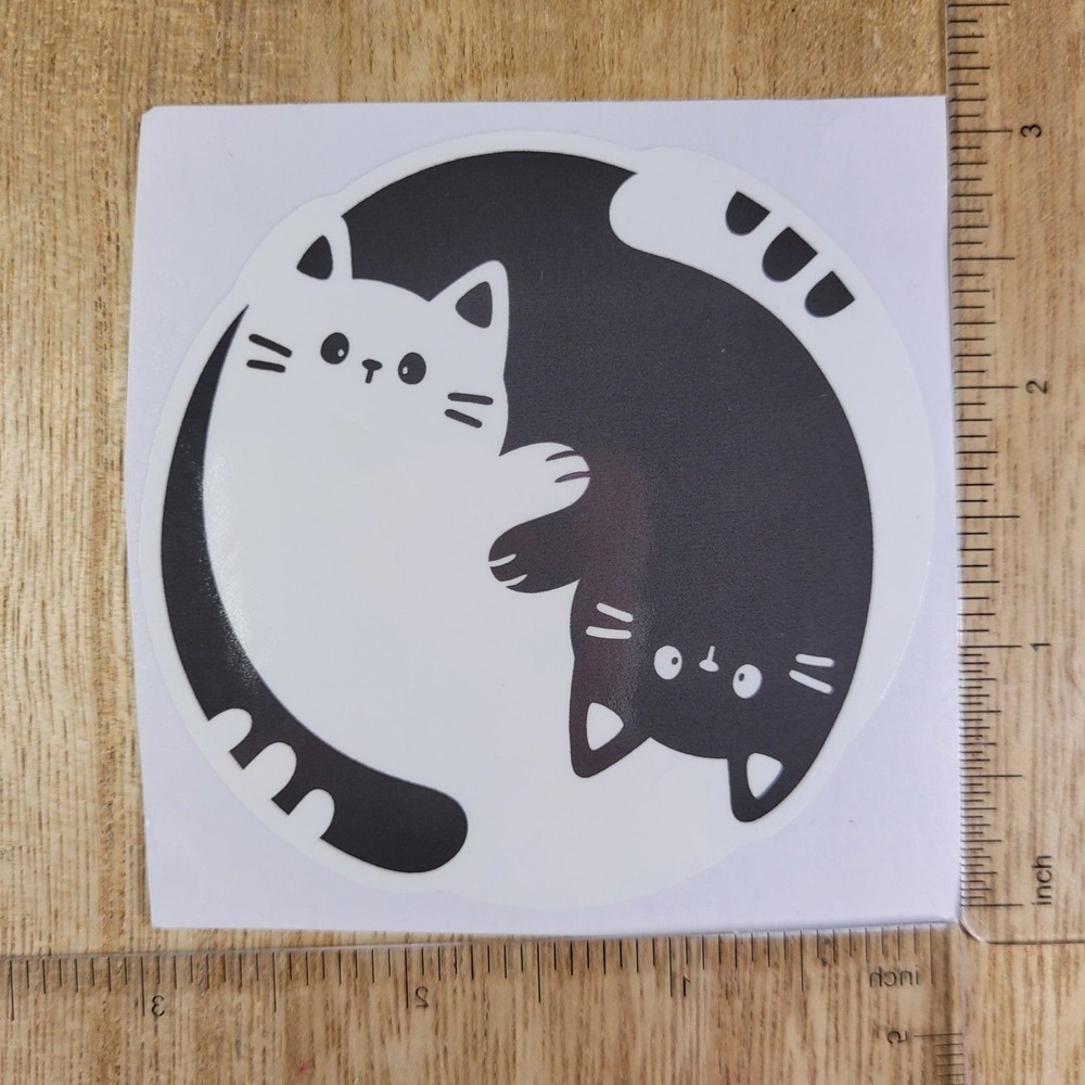 Cute Black and White Cat Yin Yang Sticker
