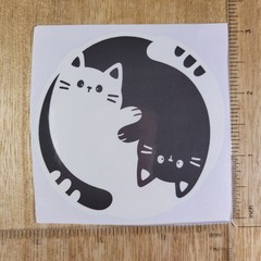 Cute Black and White Cat Yin Yang Sticker