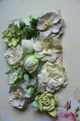 PISTACHIO GREEN & CREAM 9 Styles = 16 PAPER Flowers 15-55mm across MH ConC