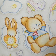Vintage Hallmark Stickers Bunnies Bear Heart Star Rainbow Cloud Baby 1984