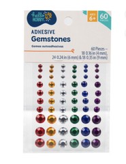 60 Rainbow Adhesive Gemstones Stickers Embellishments Assorted Sizes Papercraft
