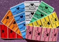 50 PACKAGED WITH LOVE STICKERS 2.25″ ENVELOPE LABELS SEALS SHOP THANK YOU