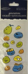 SMILEY BOY Stickers(13pc) Generations•Faces•Unhappy •Grin•Green•Blue•Yellow•Sad•