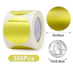 Embossing Stickers 300Pcs 2» Foil Seals Stickers for Certificates Self Gold