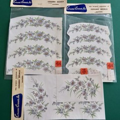 Vtg Ceramic Decals Mixed Media Water Mount Transfers Lot M Blue Floral Rounded