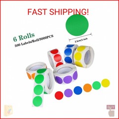 6 Colors 3000 Pieces Dot Stickers Color Code Circle Stickers Can Writing 1 Inch