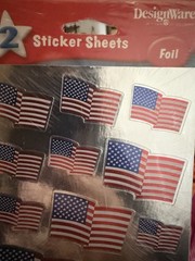 New Vintage Sandylion USA American Flag Mylar Stickers Stars Stripes US Foil
