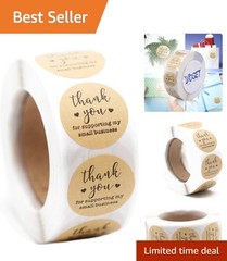 500 Count 1.5» Brown Kraft Thank You Labels – Perfect for Small Business