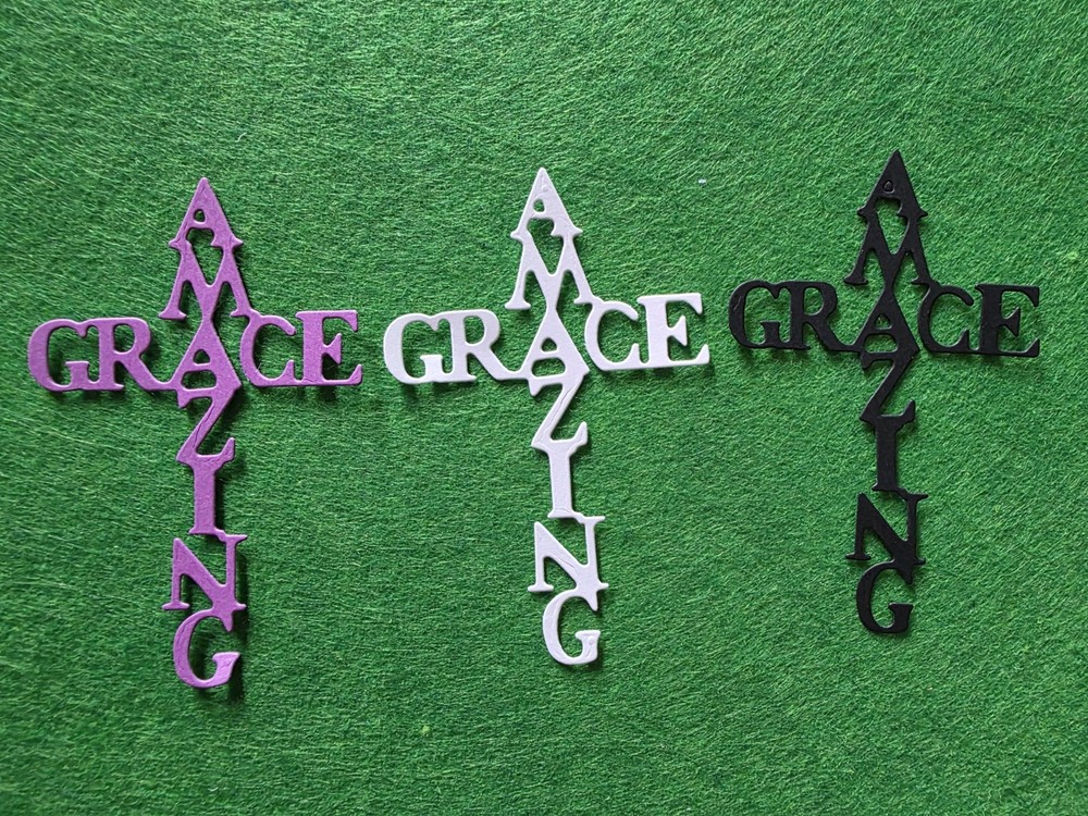 3 Amazing Grace Easter Cross Cardstock die cuts scrapbook cards