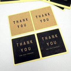 4pc Thank You Stickers Black & Beige Seal Japan with Tracking