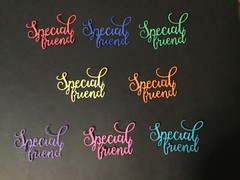 «Special Friend» word die cut embellishments Choose Color 6 pcs 1-1/2″ x 2-1/4″