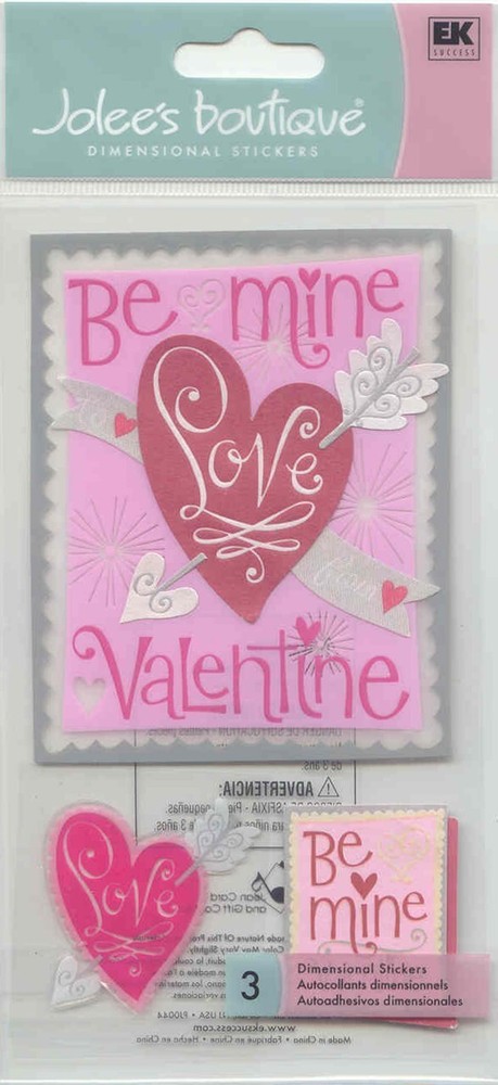RARE Jolee’s 3-D stickers VALENTINE CARD Theme 67751 Fast FREE Ship!