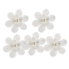 CraftbuddyUS 10 White 2 Layer Flower w/Pearl motifs 2.25 inches Stitch Fabric