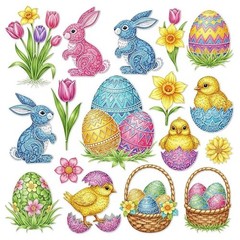 Choose ASet Bunny Rabbit Easter Tags Embellishments Junk Journal Scrapbook