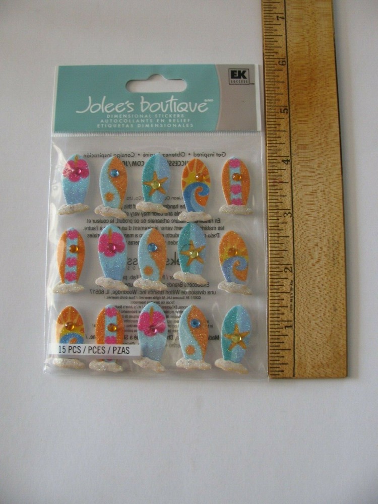 Jolee’s SURF BOARDS REPEATS Dimensional Stickers 15 Pieces NIP