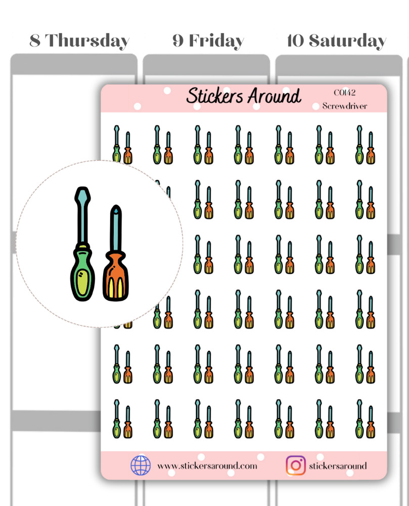 Screwdriver Icon Planner Sticker, Chores Sticker, Calendar & Journal Sticker