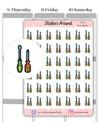 Screwdriver Icon Planner Sticker, Chores Sticker, Calendar & Journal Sticker