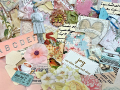 Scrapbook Mixed Lot Ephemera And Embellishments In Stitched Vellum Envelope
