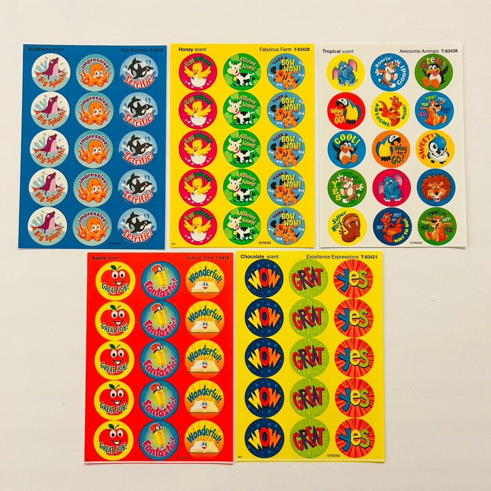TREND Scratch n Sniff Scented Sticker LOT Chocolate Apple Blueberry Honey NEW