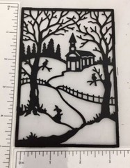 Christmas Die Cuts * Church Scene* Set of 6 * Black or White Cardstock