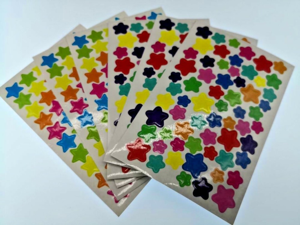 Paper Star Stickers-total 384 pcs on 6 pages Mix size & Colors phone Decor US