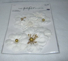 The Paper Studio – Floral Embellishments – Ivory – Includes 7 Pieces