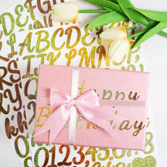 12 Sheets 1.5 Inch Glitter Letter Number Stickers, Self-Adhesive Vinyl Sparkle A