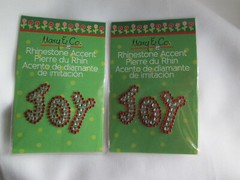 Lot of 6 Vintage Mary Engelbreit Rhinestone Accent Christmas Joy Stickers, New