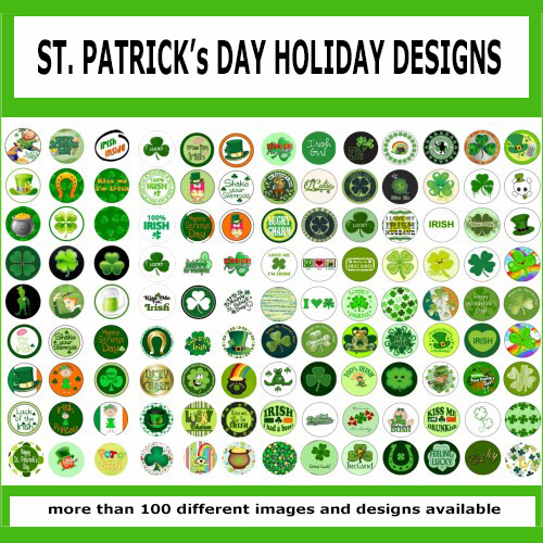 100 Precut ST PATRICK’s DAY BOTTLE CAP CHARM TRAY IMAGES 1 inch PADDY LUCK IRISH