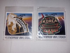 Lot Of 2 Vagabond Heart Weatherproof Vinyl Travel Stickers Singapore/South Korea