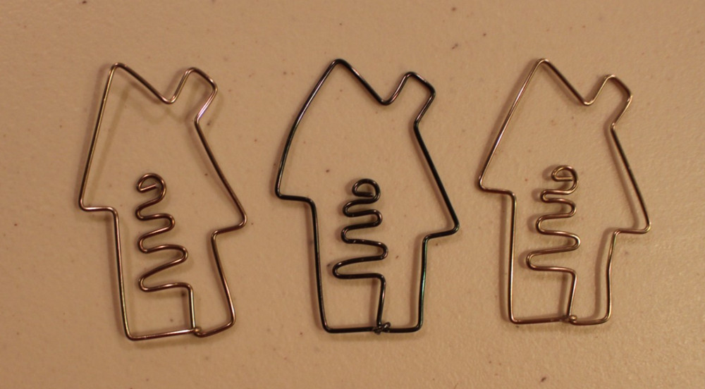scrapbook cardmaking embellishments WIRE silver black metal DOG HOUSES set of 3