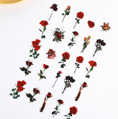 160 PCS(4 Pack) Vintage Rose Floral Stickers, Retro Natural Plants Decals, Water