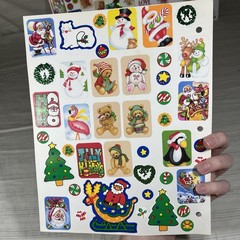 Vtg 70s 80s Sticker Book Pages Christmas Santa Puffy Big Lot USED Foil AGC J1