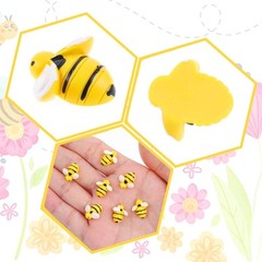 45 Pcs Tiny Resin Bees Small Plastic Bumble Bee Decor Honey 14MM, yellow