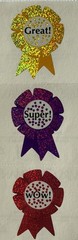 PRISMATIC SPARKLE AWARD RIBBON Stickers(3pc) Mrs.Grossman’s•Sports•Card Making•