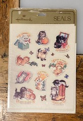 Vtg 1981 Hallmark Cute Kittens Cats Butterflies NOS Pack x4 Sticker Sheets 80s!