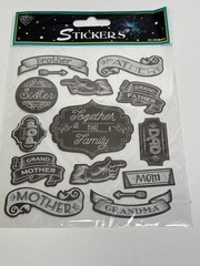 Nicole Quality Value Family Stickers 15 Pcs Black & White
