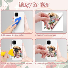 18 Sheets Rub on Transfers for Crafts, Dog and Flowers 3.6″X3.9″ UV DTF Cup Wrap