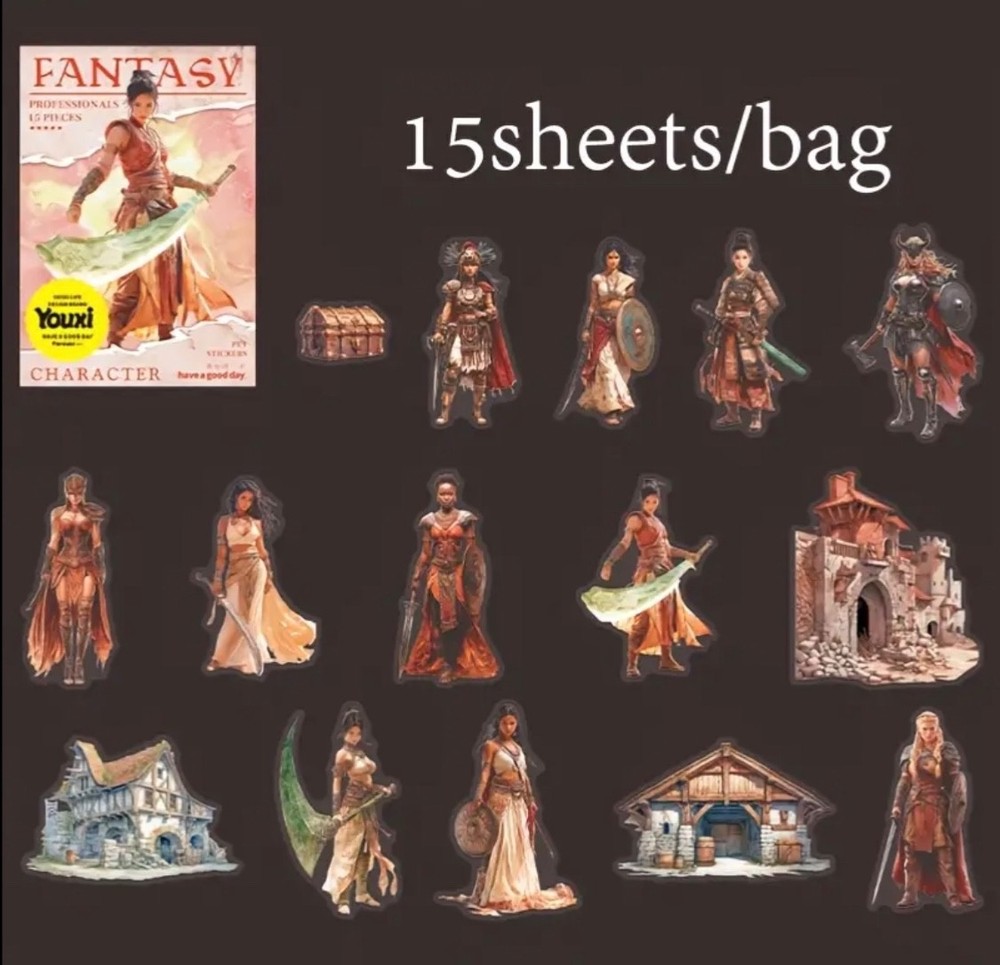 15pc P.E.T. Fantasy, Magic, RPG, DnD Stickers- DIY Crafts & Cards- Scrapbook