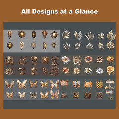 120PCS Steampunk Vintage Stickers – Die-Cut Antique Gears, Bulbs & Butterflies w