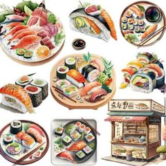 Japanese Sushi Food Shops Journal Planner Scrapbooking Stickers Craft
