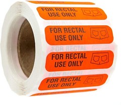 500 for Rectal Use Only Stickers / 1.5 x .375 Fluorescent Red Stickers
