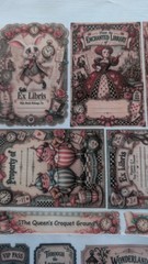 Alice in Wonderland Junk Journal Sublimation Fabric Ephemera Embellishments HM
